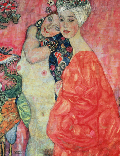 Faites vous livrer une reproduction haut de gamme de The Girlfriends - Gustav Klimt pour votre décoration d'intérieur. Produit en France sur verre acrylique ou aluminium dibond, disponible en de multiples formats et à partir de 49,90 €. 